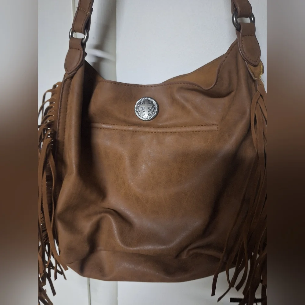 Elegant Tan Fringe Hobo Shoulder Bag 14